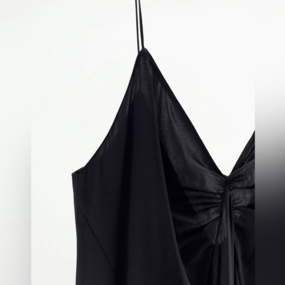 Zara Mulberry Silk Dress Black Size M - Picture 14 of 16